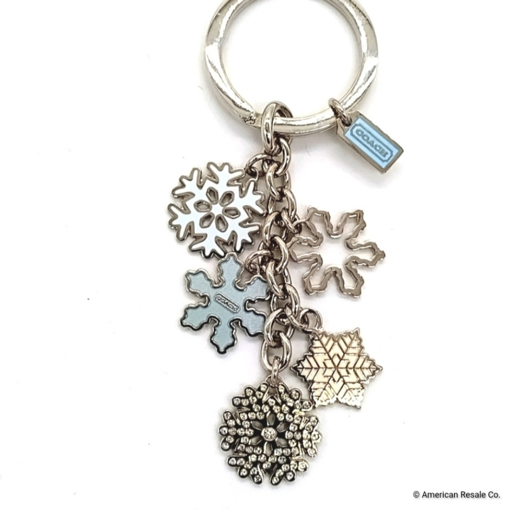 Rare COACH Multi Snowflake Keychain Fob Purse Charm Made with Swarovski Crystals - Picture 3 of 6